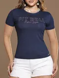 T-Shirt Feminina Fashion e Casual com Logomania em Relevo Pit Bull Jeans