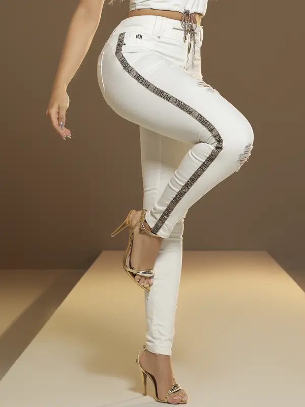 Calça Skinny Refinada com Lateral e Cordão Personalizado Pit Bull Jeans