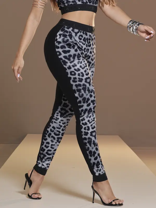 Calça Feminina Animal Print Confortável com Elástico Personalizado Pit Bull Jeans