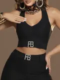 Cropped Preto Elegante e Refinado com Elástico Personalizado Pit Bull Jeans
