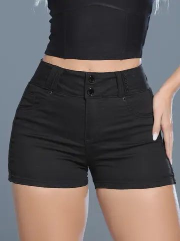 Short Sexy Preto Modelador e Estiloso com Elástico Lateral Pit Bull Jeans