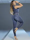 Calça Skinny Modeladora com Lavado Médio e Detalhes Únicos Pit Bull Jeans