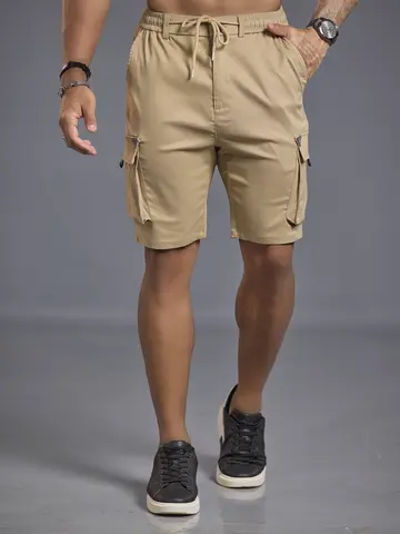 Bermuda Masculina Pit Bull Jeans Estilosa com Cordão e Bolsos Cargo