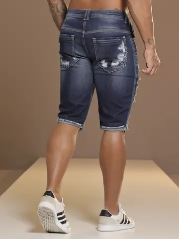 Bermuda Masculina Pit Bull Jeans Refinada e Estilosa com Navalhados