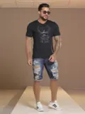 Bermuda Masculina Pit Bull Jeans Refinada e Estilosa com Navalhados