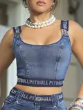 Top Cropped Sofisticado e Refinado com Elástico Personalizado Pit Bull Jeans