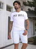 Bermuda Masculina Casual com Toque Destroyed e Elástico Lateral Pit Bull Jeans
