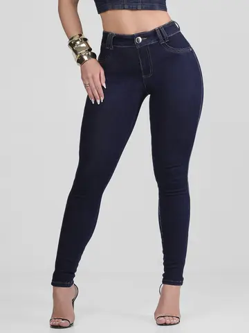 Calça Hot Pants Escura Cintura Alta Modeladora e Estilosa Pit Bull Jeans