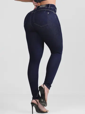 Calça Hot Pants Escura Cintura Alta Modeladora e Estilosa Pit Bull Jeans