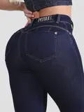Calça Hot Pants Escura Cintura Alta Modeladora e Estilosa Pit Bull Jeans