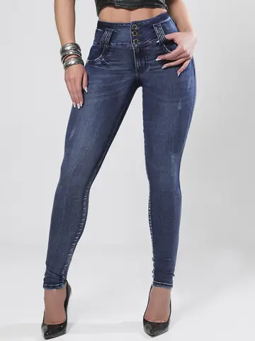 Calça Skinny Modeladora com Cós Largo Empina Bumbum Pit Bull Jeans