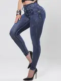 Calça Skinny Modeladora com Cós Largo Empina Bumbum Pit Bull Jeans