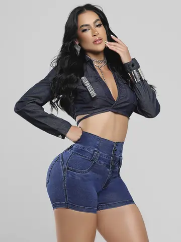 Short Cintura Perfeita Pit Bull Jeans Modelador com Acabamento Refinado