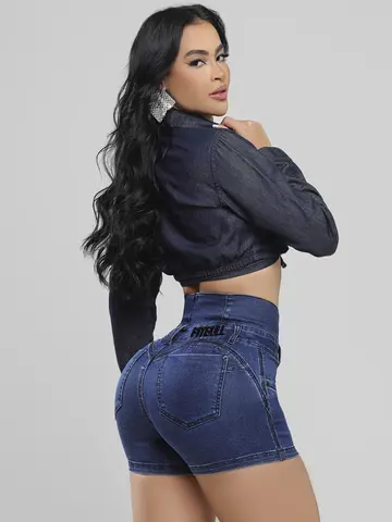 Short Cintura Perfeita Pit Bull Jeans Modelador com Acabamento Refinado