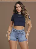 Short Hot Pants Cintura Alta e Modelador com Cinto Personalizado Pit Bull Jeans