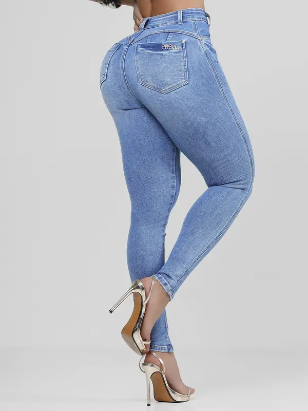 Calça Hot Pants Cintura Alta Elegante Pit Bull Jeans com Empina Bumbum