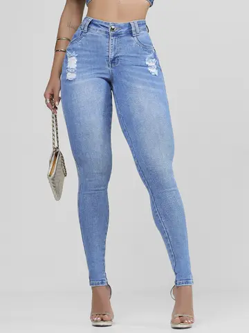 Calça Hot Pants Cintura Alta Elegante Pit Bull Jeans com Empina Bumbum