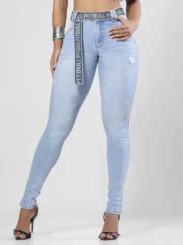 Calça Hot Pants Clara com Cinto Modeladora e Confortável Pit Bull Jeans