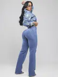 Calça Wide Leg Feminina Modeladora Lavado Medio Pit Bull Jeans