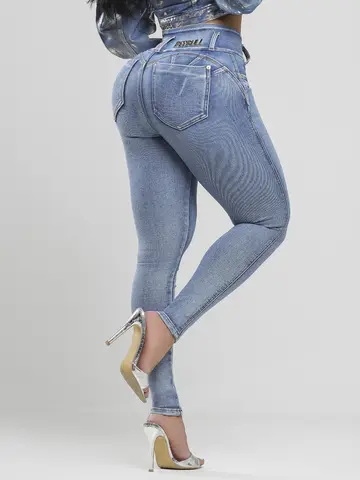 Calça Skinny Cós Largo Clara com Efeito Empina Bumbum Pit Bull Jeans