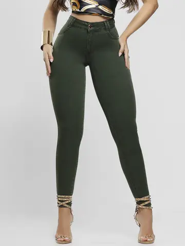 Calça Hot Pants Color Pit Bull Jeans Modeladora e Sofisticada