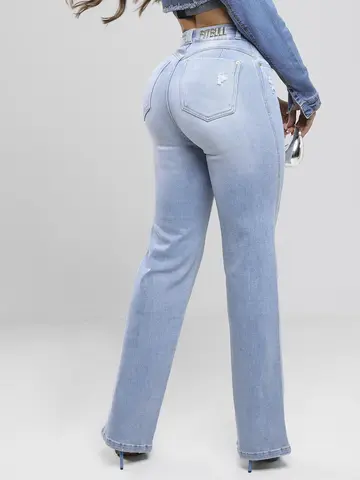 Calça Wide Leg Clara Elegante e Confortável Pit Bull Jeans