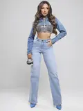 Calça Wide Leg Clara Elegante e Confortável Pit Bull Jeans