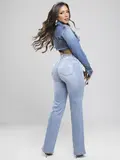 Calça Wide Leg Clara Elegante e Confortável Pit Bull Jeans