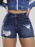 Short Hot Pants Cintura Alta com Estilo Destroyed Pit Bull Jeans