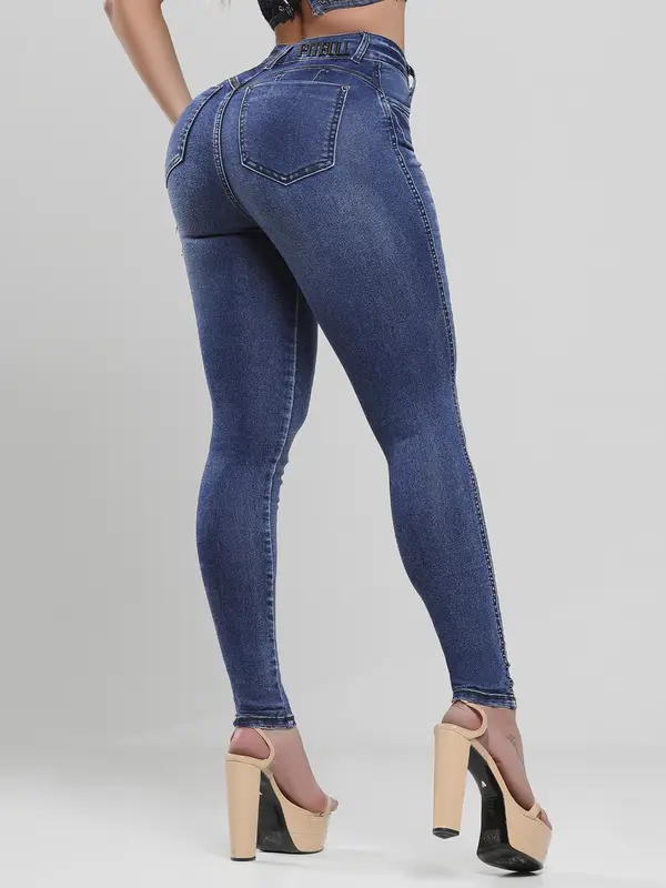 Calça Hot Pants Cintura Alta Modeladora com Lavado Escuro Pit Bull Jeans