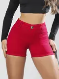 Short Hot Pants Vermelho com Cintura Alta e Empina Bumbum Pit Bull Jeans