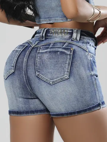 Short Hot Pants Cintura Alta Pit Bull Jeans Modelador e Sofisticado