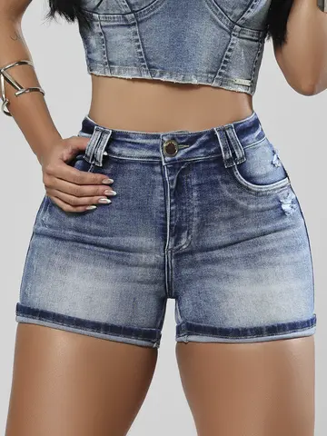 Short Hot Pants Cintura Alta Pit Bull Jeans Modelador e Sofisticado