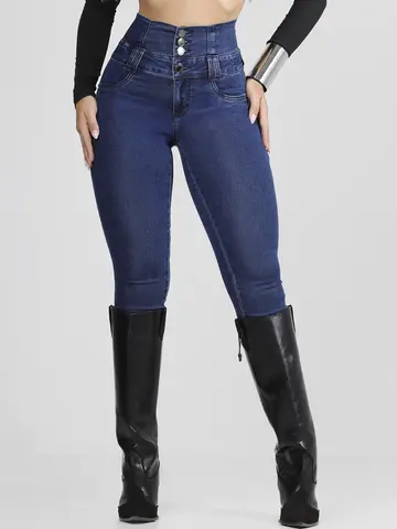 Calça Cintura Perfeita com Lavado Escuro e Empina Bumbum Pit Bull Jeans