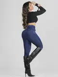 Calça Cintura Perfeita com Lavado Escuro e Empina Bumbum Pit Bull Jeans
