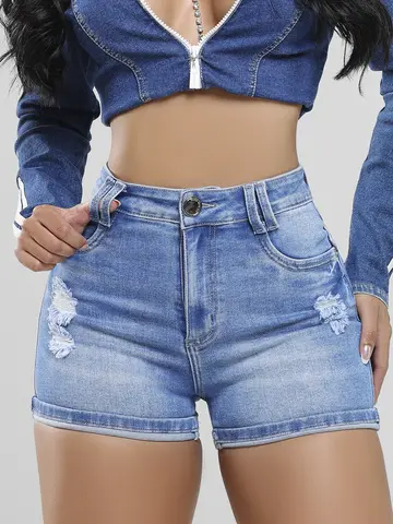 Short Hot Pants Cintura Alta Pit Bull Jeans Casual e Refinado