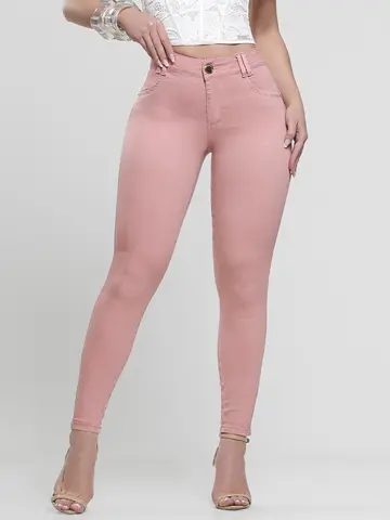 Calça Hot Pants Color Cintura Alta Pit Bull Jeans Modeladora e Estilosa