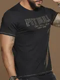 Camiseta Masculina Preta Estilosa com Estampa em Relevo Pit Bull Jeans