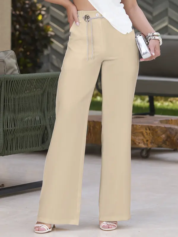 Calça Alfaiataria Elegante e Estilosa com Cinto de Strass Empório Pit Bull