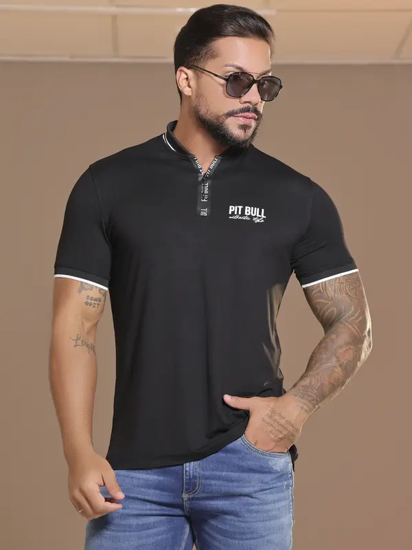 Polo Masculina Preta Sofisticada e Autêntica Pit Bull Jeans