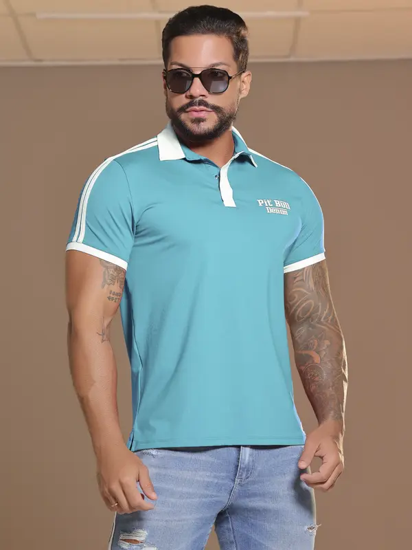 Polo Masculina Sofisticada e Estilosa com Detalhe em Relevo Pit Bull Jeans