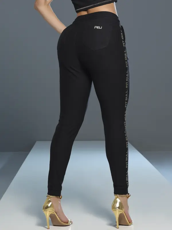 Calça Jogger Preta Confortável e Estilosa com Elástico Lateral Pit Bull Jeans