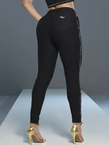 Calça Jogger Preta Confortável e Estilosa com Elástico Lateral Pit Bull Jeans