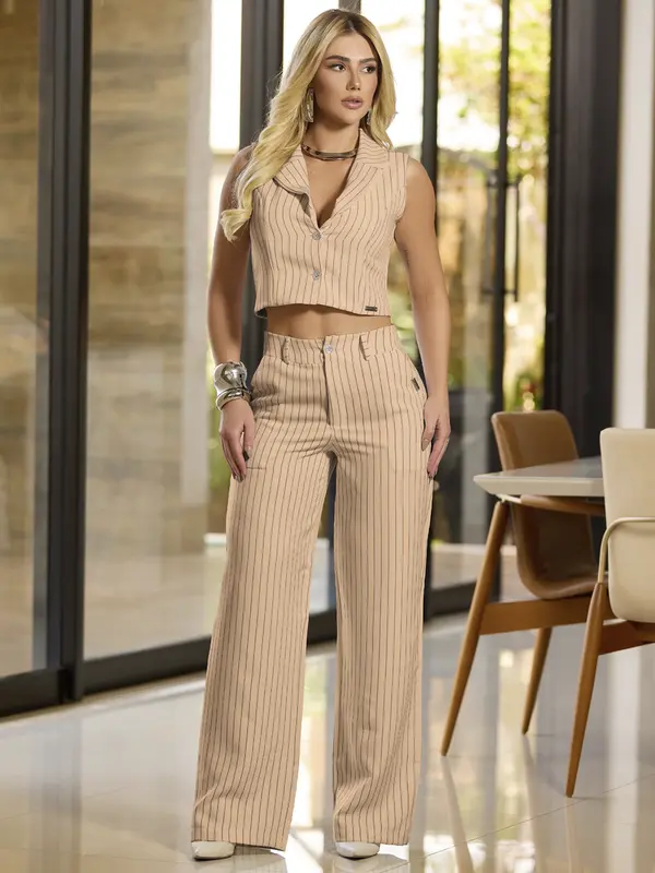 Conjunto Calça e Colete Elegante Empório Pit Bull com Caimento Sofisticado