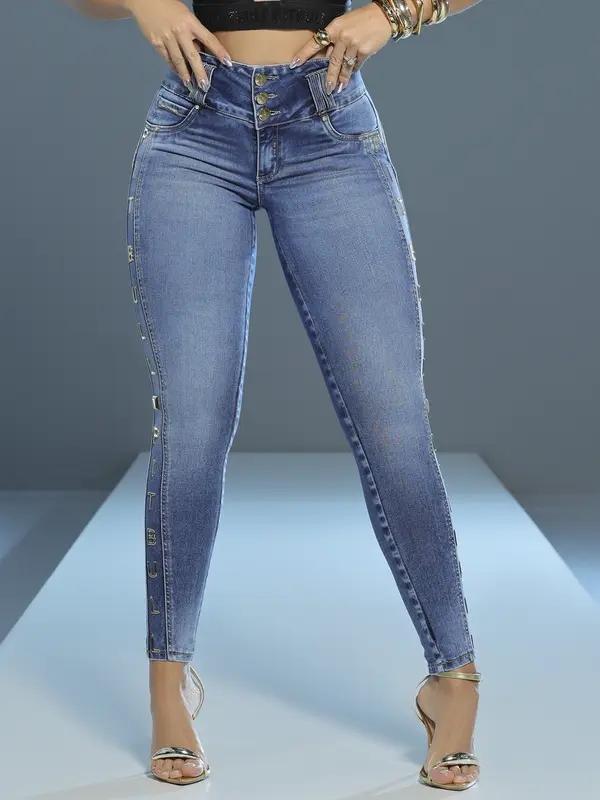 Calça Skinny Cós Largo Estilosa e Confortável com Detalhes Únicos Pit Bull Jeans