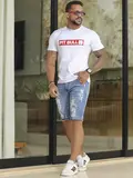 Bermuda Masculina Confortável e Casual com Estilo Destroyed Pit Bull Jeans