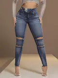 Calça Skinny Estilosa com Efeito Destroyed e Detalhes Únicos Pit Bull Jeans