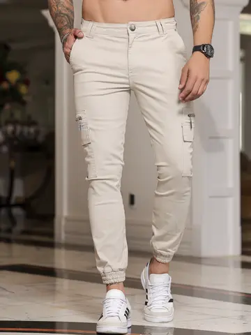 Calça Jogger Masculina Pit Bull Jeans Confortável e Estilosa com Bolsos Cargo