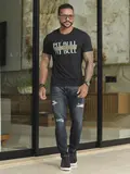 Calça Masculina Estilosa e Sofisticada com Detalhes Puídos Pit Bull Jeans