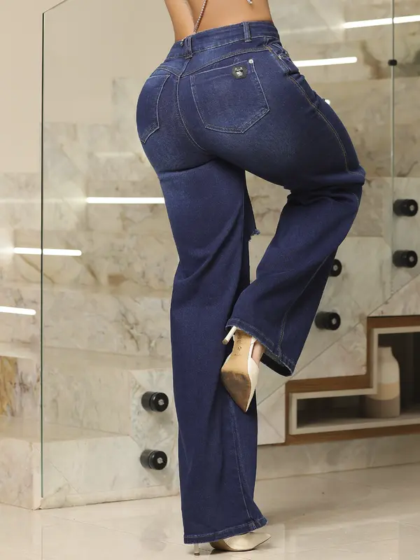 Calça Wide Leg Estilosa e Refinada com Detalhes Destroyed Pit Bull Jeans